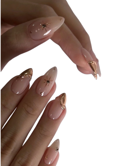 Perfect Natural Chrome Handmade Nail Set