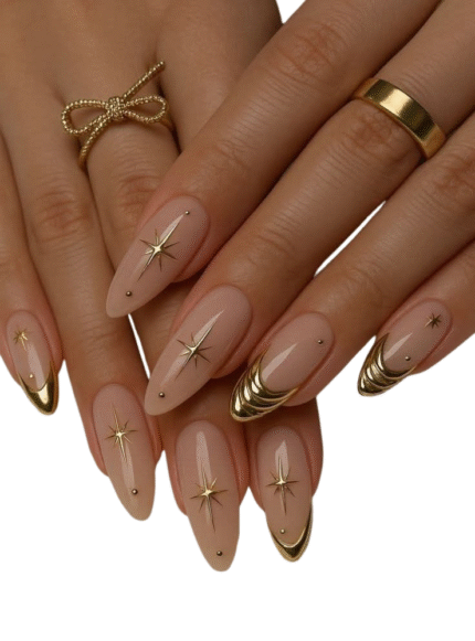 Natural Chrome French Handmade Nail Set